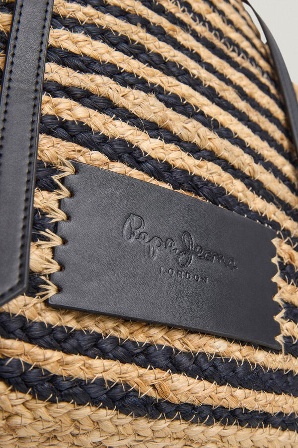 Pepe Jeans Bolso tote de yute con rayas  negro
