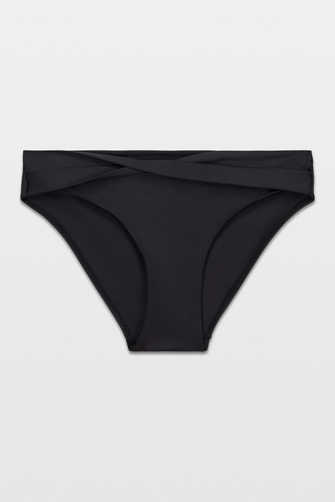 Women'secret Crne bikini gaćice srednje visokog struka sa uvrnutim detaljem