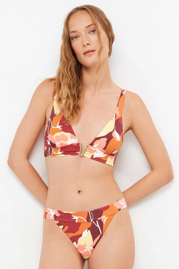 Gisela Braga bikini cl&aacute;sica print retro geom&eacute;trico blanco