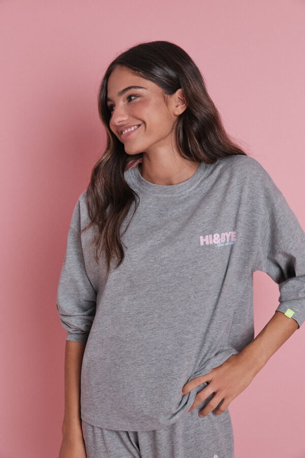 HI&BYE Sivi dugi set za posle skijanja od 100% pamuka Siva