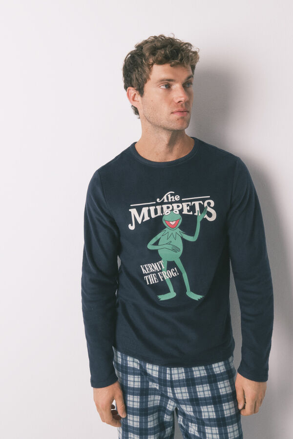 Women'secret Mu&scaron;ka duga pidžama od flisa Plava