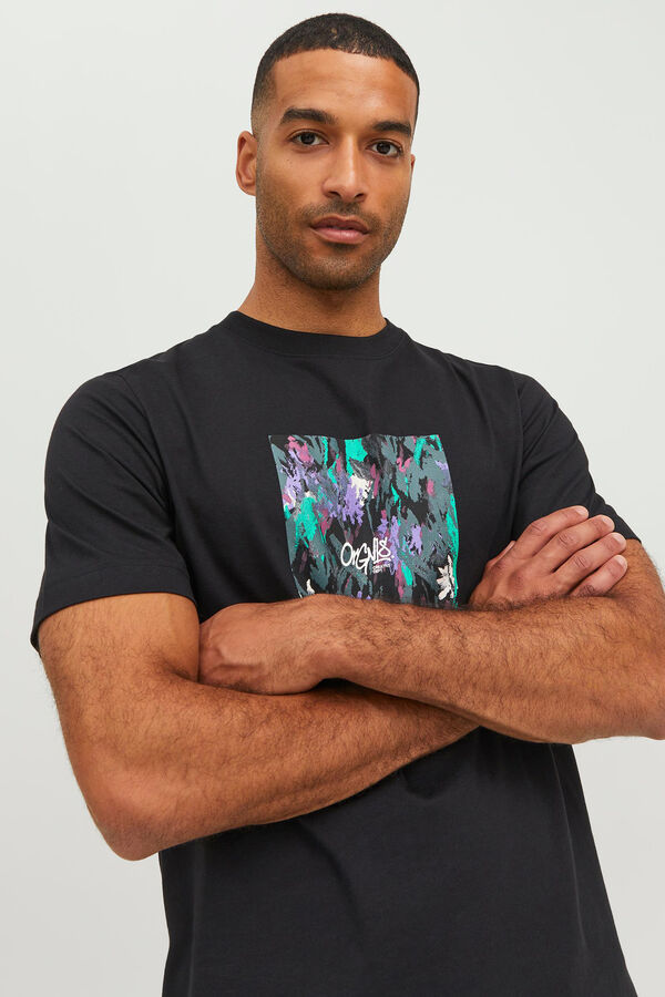 Jack & Jones Camiseta manga corta print logo algod&oacute;n org&aacute;nico  black