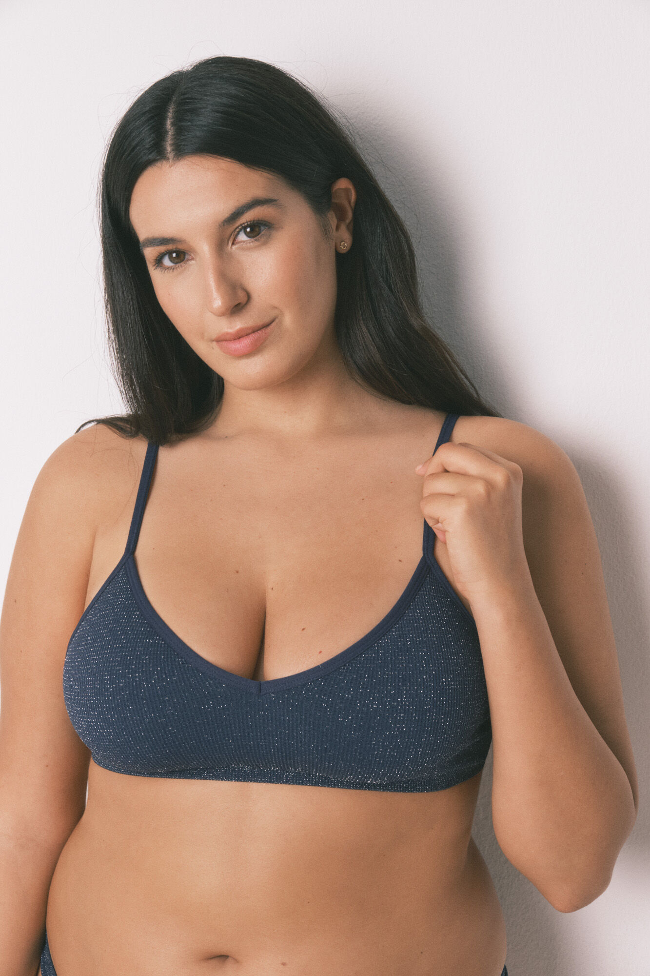 Women'secret K&eacute;k lurex varr&aacute;s n&eacute;lk&uuml;li bord&aacute;zott top