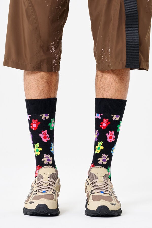 Happy Socks Unisex Teddy Bear Socks black