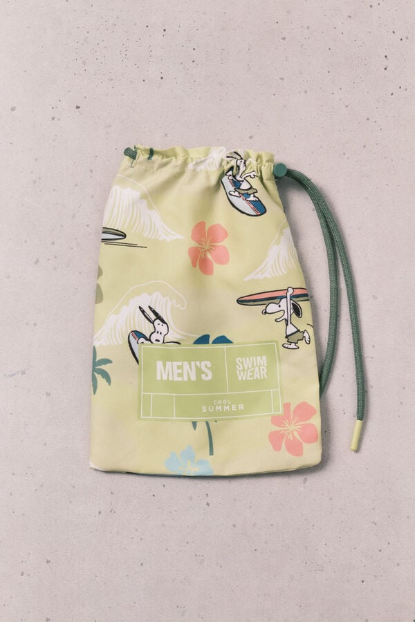 Women'secret Mu&scaron;ki kupaći kostim sa tropskim Snoopy printom Zelena