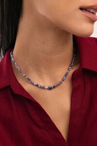 Singularu Collar Amulet Cianita Acero Ba&ntilde;o Oro