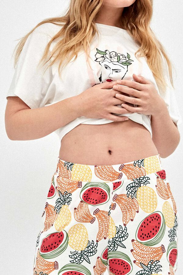Gisela Pijama estampado colecci&oacute;n Frida blanco