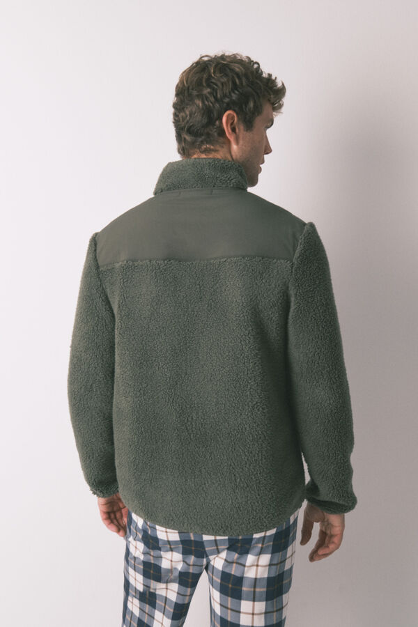 Women'secret Muški kratki zeleni kućni ogrtač od ovčije kože Kaki