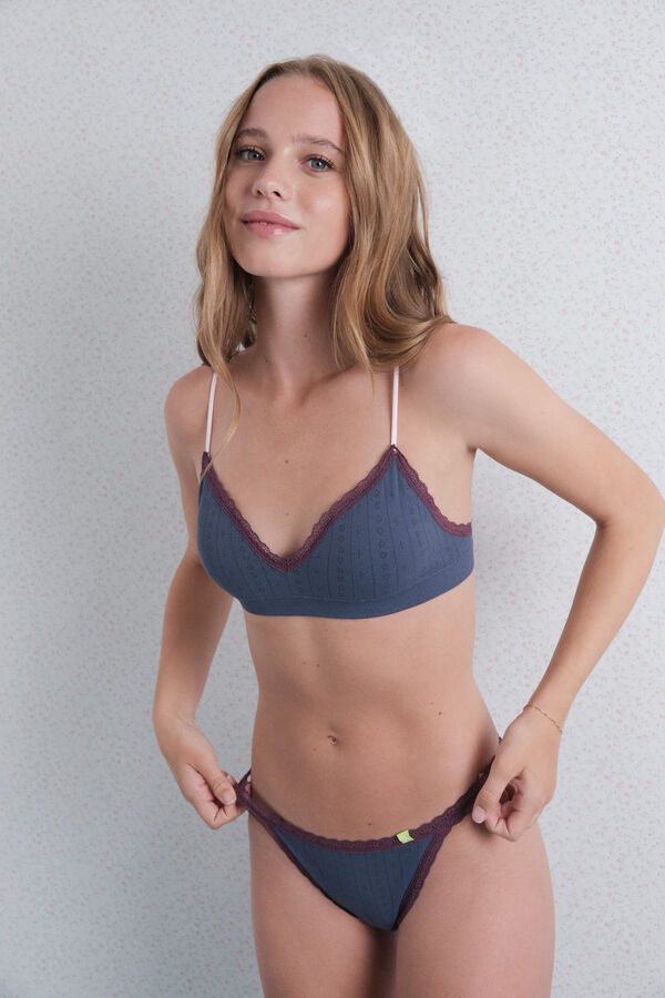 HI&BYE Plavi bes&scaron;ovni poentel grudnjak  Plava