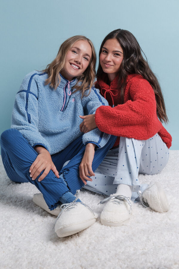 HI&BYE Bele sobne papuče od ovčije kože Bež