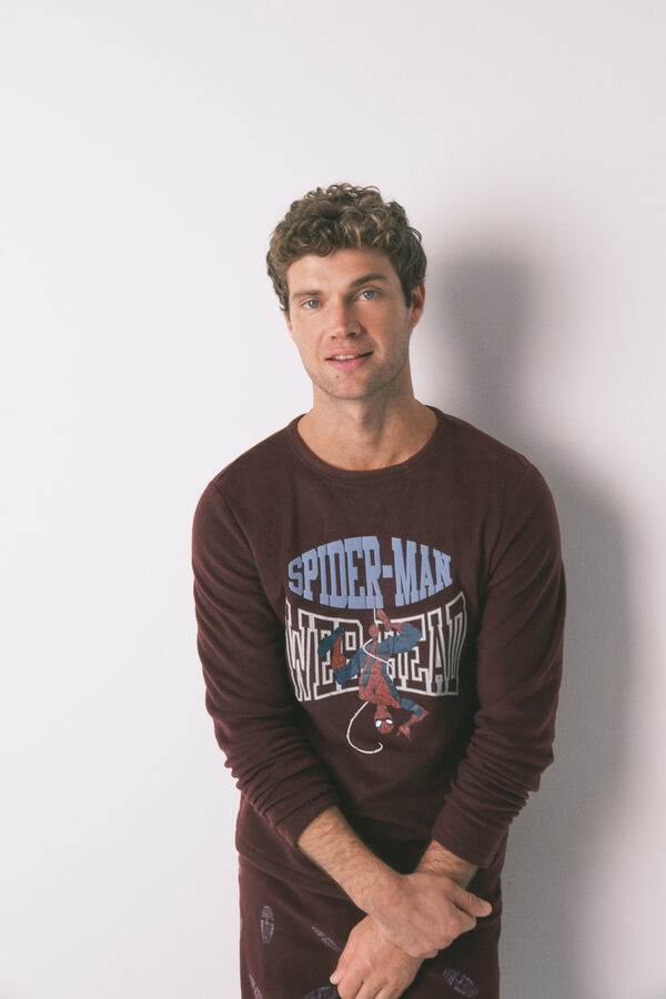 Women'secret Muška duga pidžama od polarnog crvenog flisa sa Spajdermen Bordo