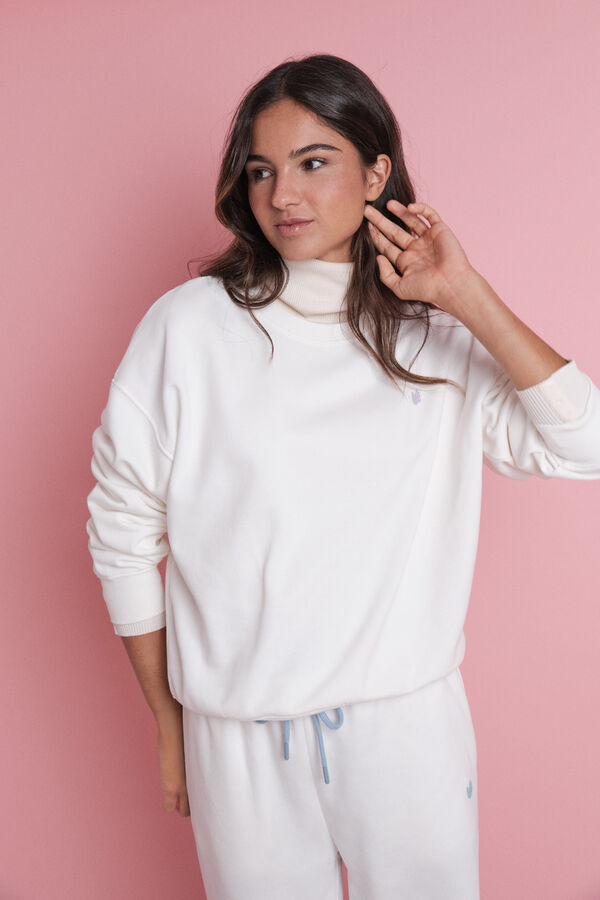 HI&BYE Bela flis duks sa logo Bež