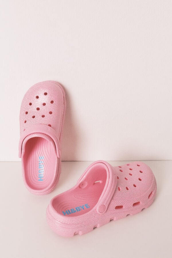 HI&BYE Svetlucave roze gumene klompe sa platformom Roze