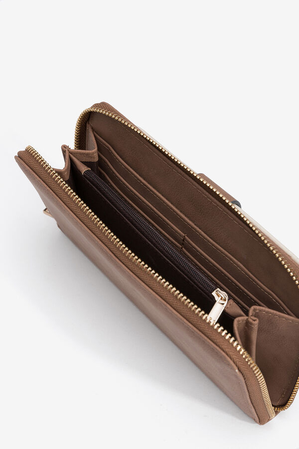 Vilanova Monedero Efecto Piel Bicolor marr&oacute;n