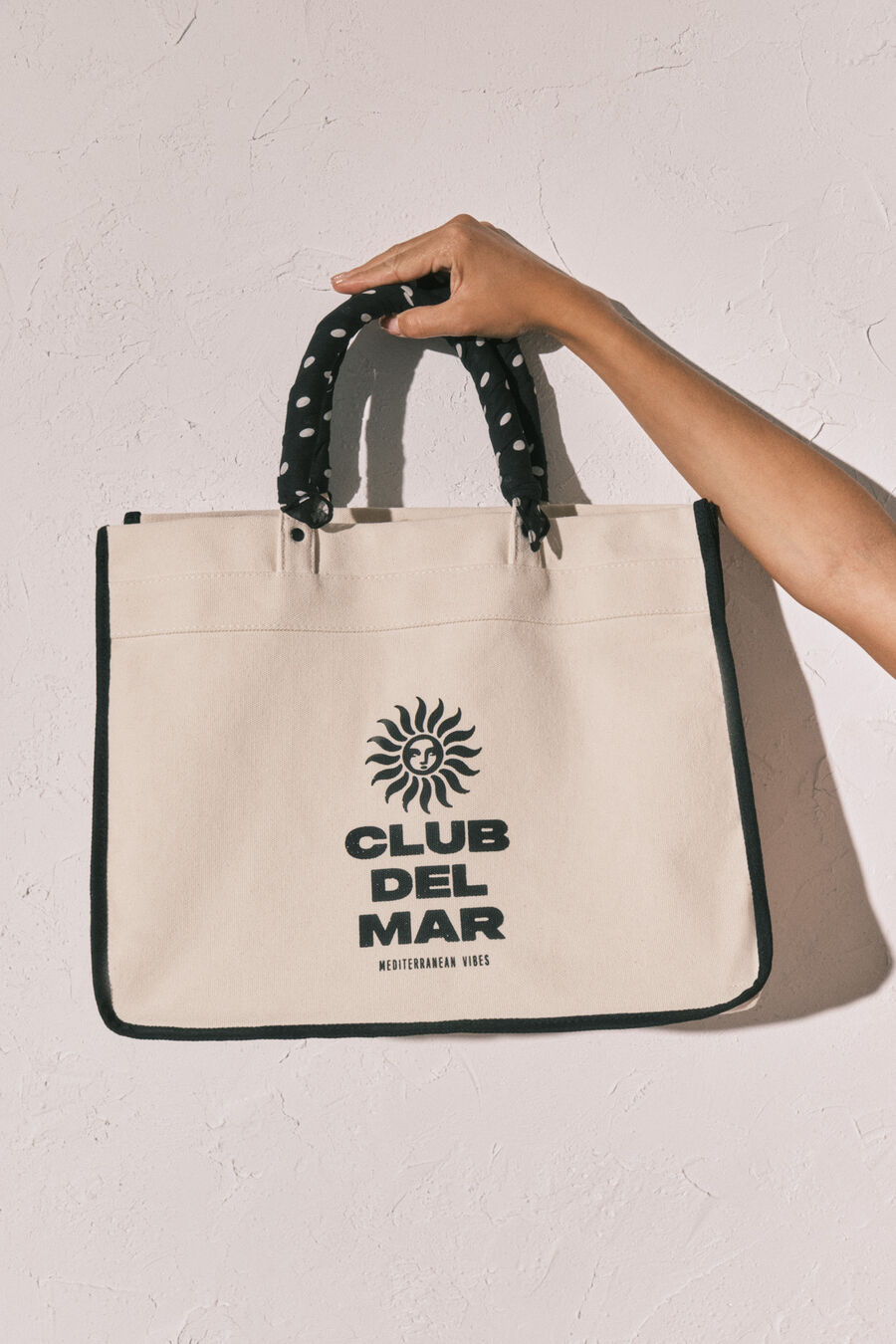 Bolso grande canva beige estampado