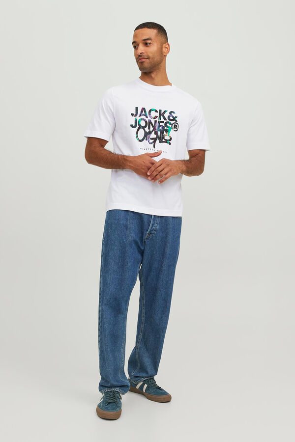 Jack & Jones Camiseta manga corta print logo algod&oacute;n org&aacute;nico  white