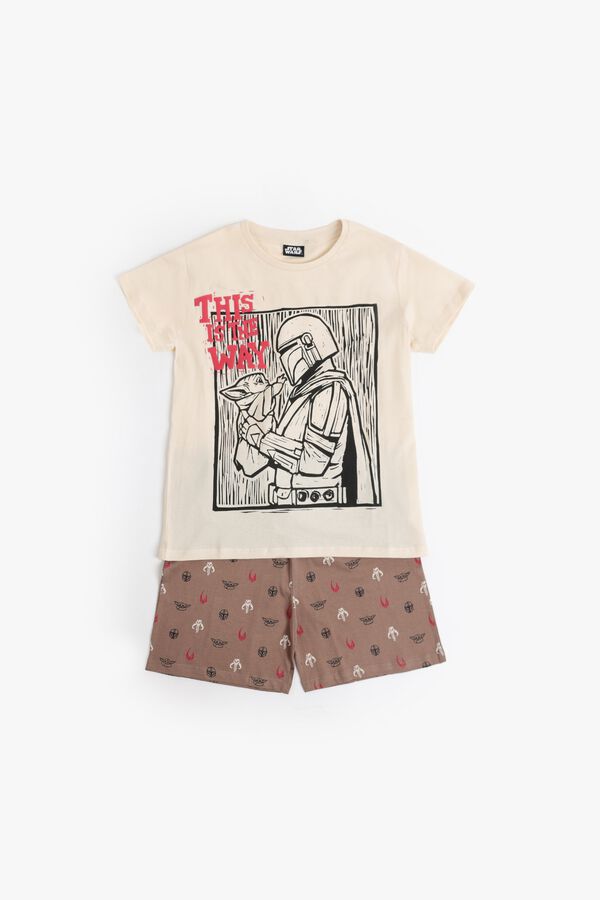 Admas Pijama curto mandalorian Grogu em linho bege