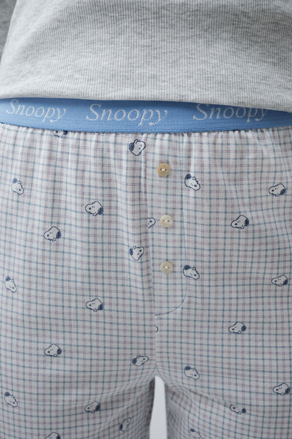 Women'secret Duga pidžama od flanela sa SNOOPY printom Siva