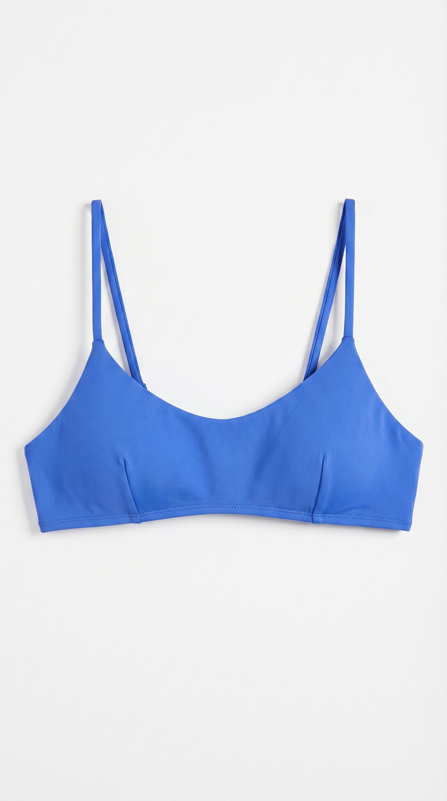 HI&BYE Plavi jednobojni top bikinija ravnog izreza