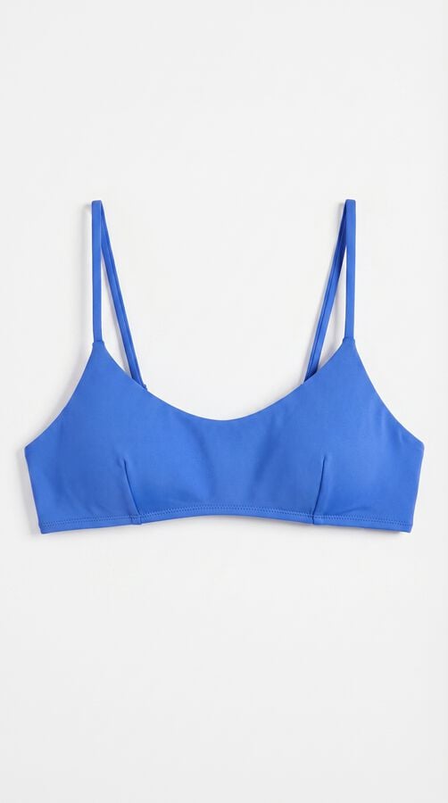 HI&BYE Plavi jednobojni top bikinija ravnog izreza Print
