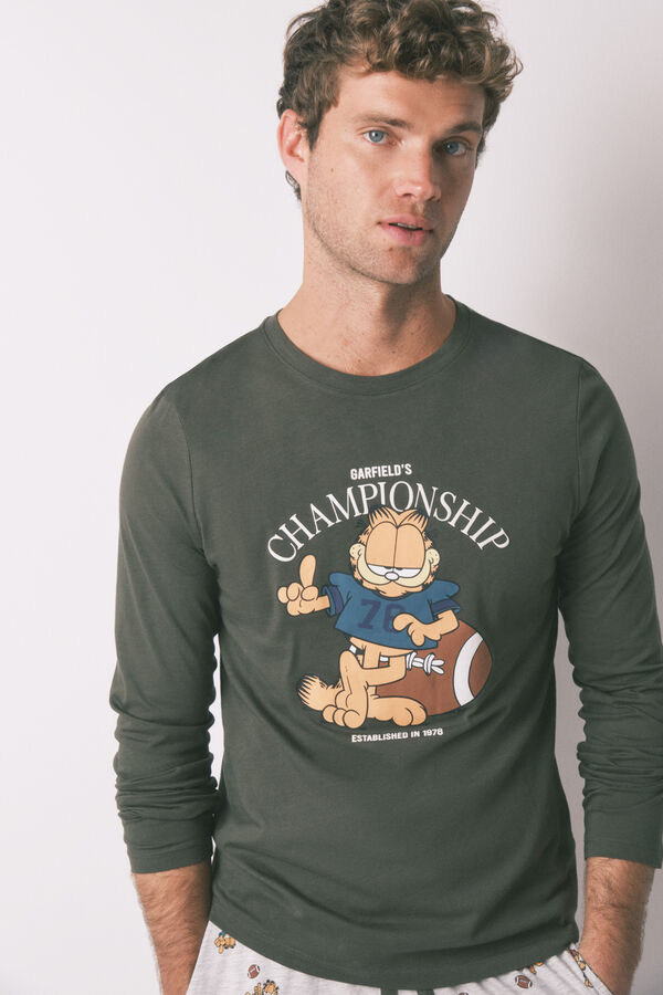 Women'secret Mu&scaron;ka duga pidžama "Garfild" od 100% pamuka Kaki