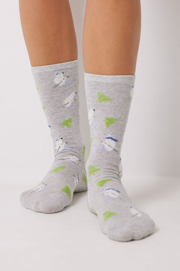 Women'secret Pack of 3 polar bear high socks printed