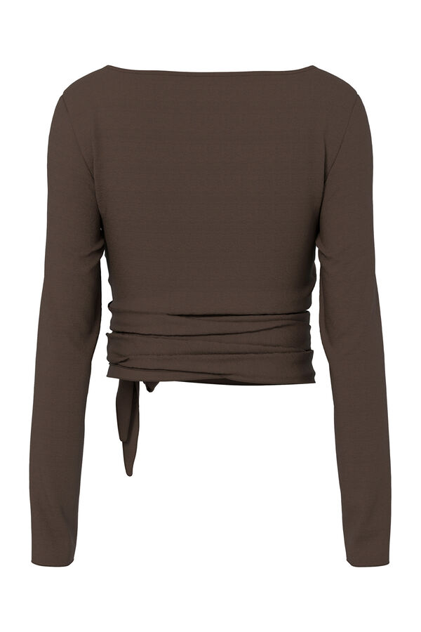 Pieces Long sleeve T-shirt Braon