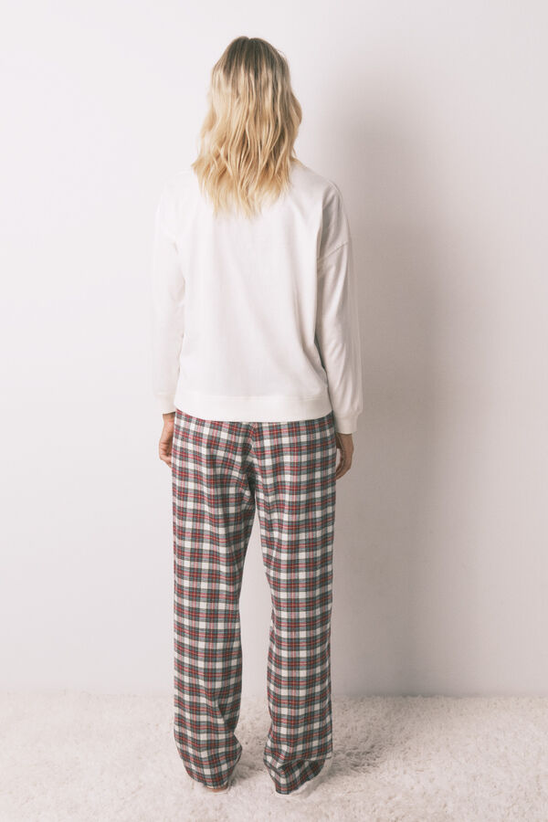 Women'secret Duga pidžama 100% pamuk karirana Bež