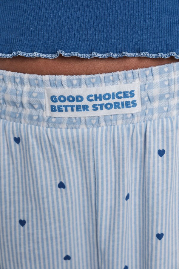 HI&BYE Duga pidžama plava pruge pamučna pidžama  Print