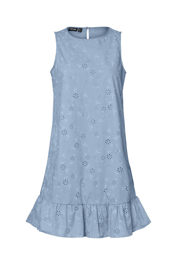 Pieces Vestido bordado volante azul