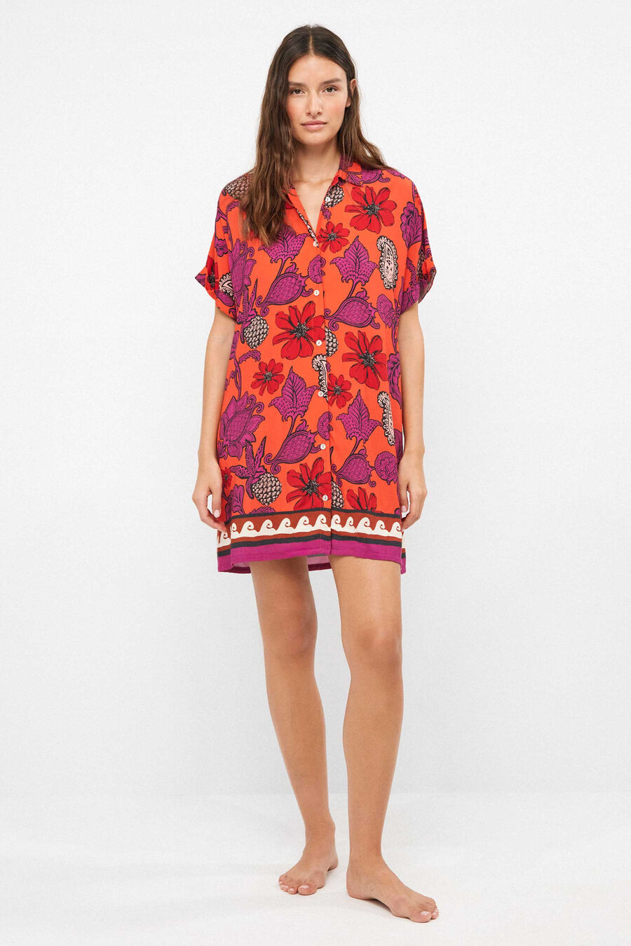 Camisola print floral tropical