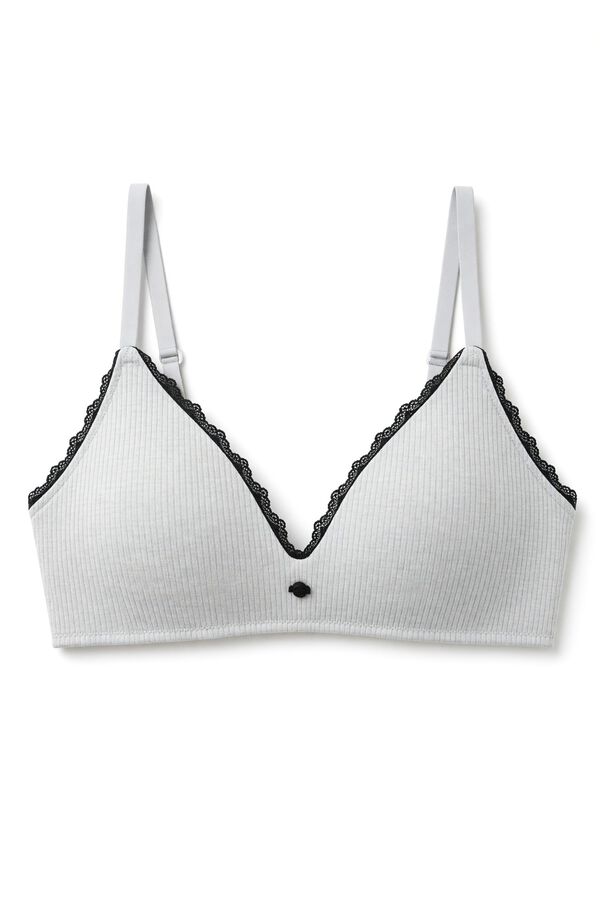 Women'secret Sivi pamučni trokutasti grudnjak s ispunom LOVELY Siva