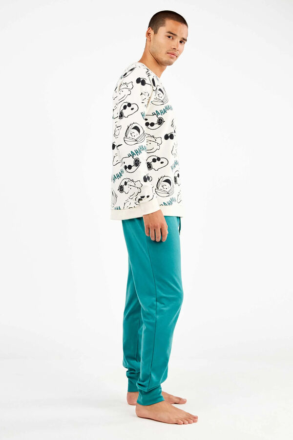 Gisela Snoopy men's pyjamas set in jersey-knit knit white