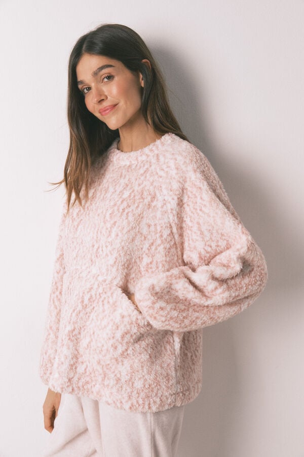 Women'secret Long pyjamas faux shearling pink Roze