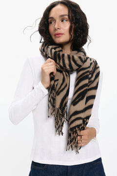 Pieces Bufanda animal print gris