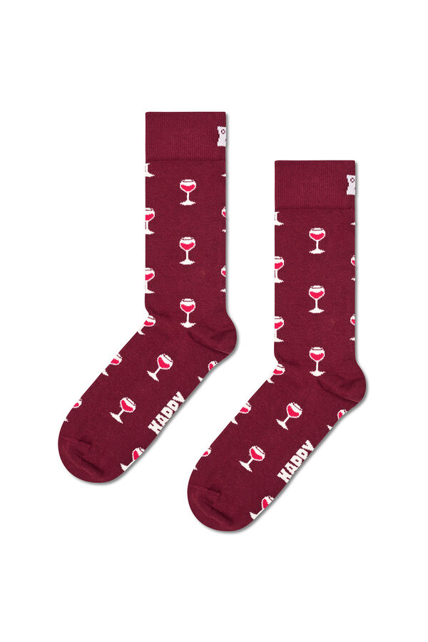 Happy Socks Meias unissex para copo de vinho estampado