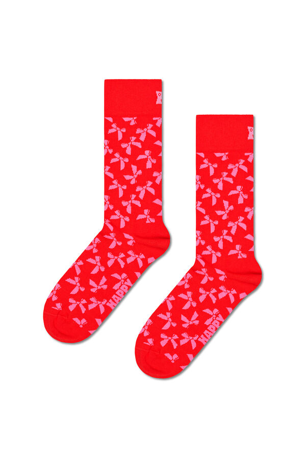 Happy Socks Unisex Bow Socks red
