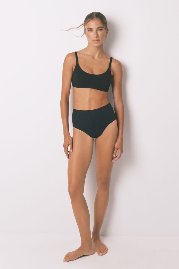 Women'secret Crni pamučni top grudnjak Crna