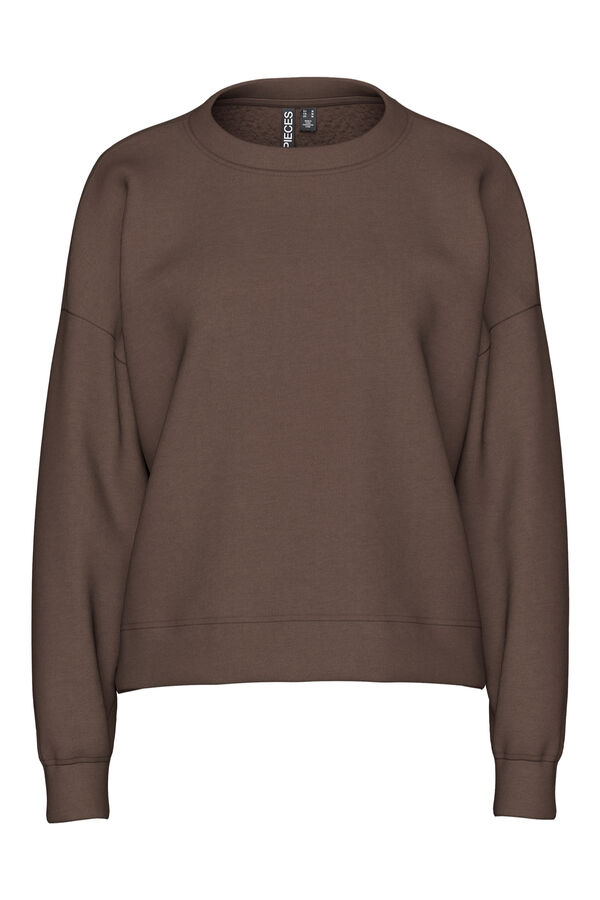 Pieces Sweatshirt b&aacute;sica castanho