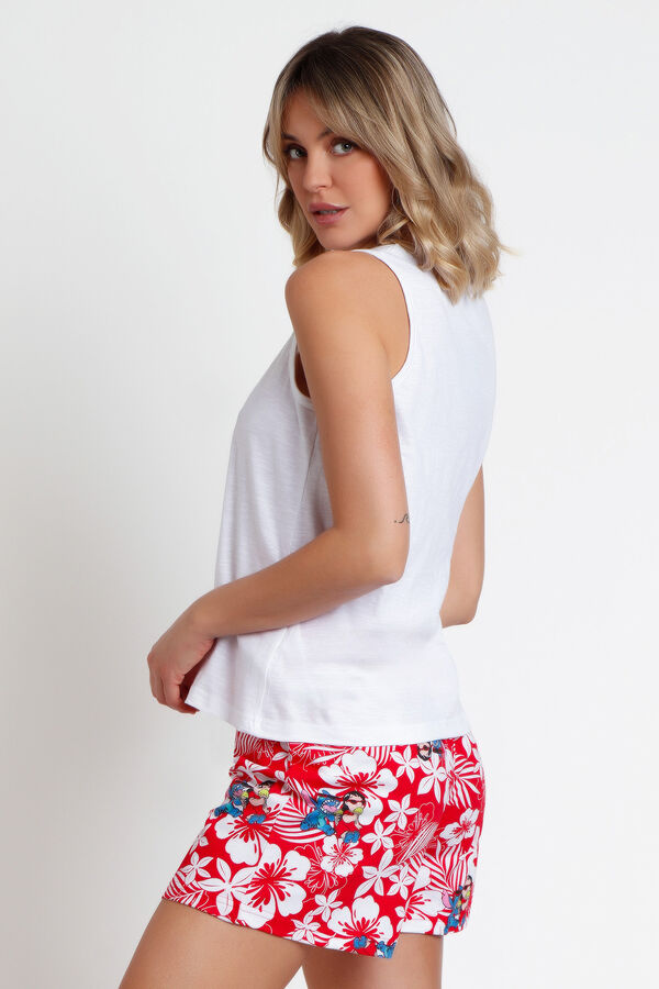 Admas DISNEY Pijama sem mangas Lilo & Stitch para mulher vermelho