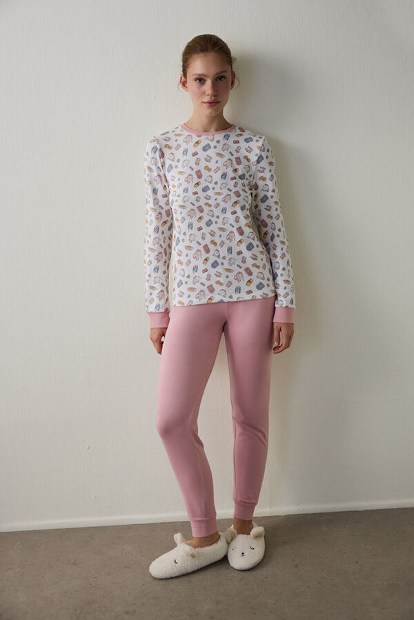 Penti Tea Party long-sleeved pyjama T-shirt printed