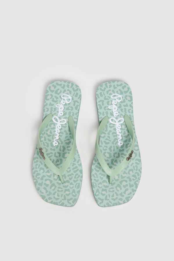 Pepe Jeans Chanclas cuadradas animal print verde