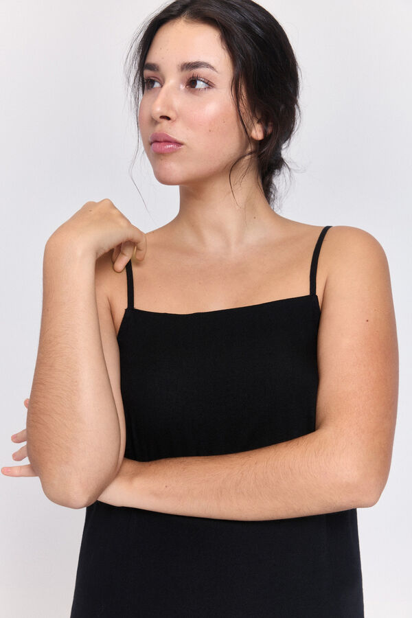 Pieces Vestido tirantes b&aacute;sico negro