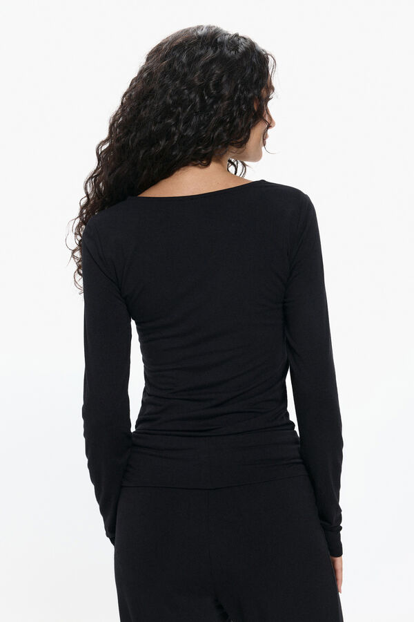 Pieces Long sleeve T-shirt Crna