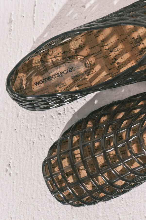 Women'secret Crne mrežaste jelly sandale Crna