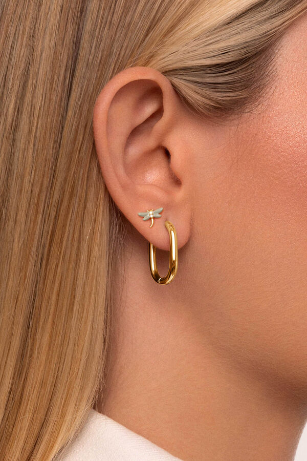 Singularu Pendiente Suelto Lib&eacute;lula Plata Ba&ntilde;o Oro amarillo