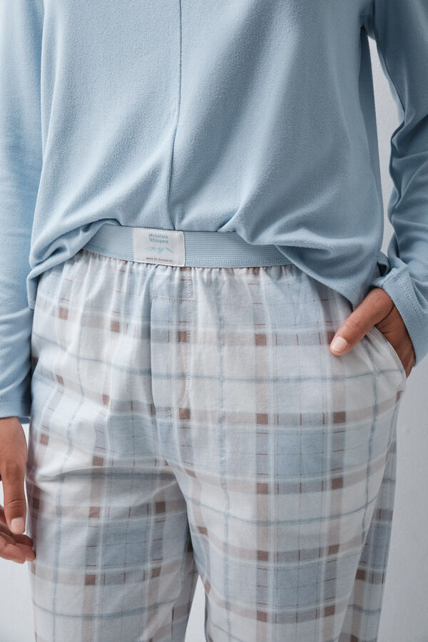 Women'secret Duge pamučne karirane pantalone Print