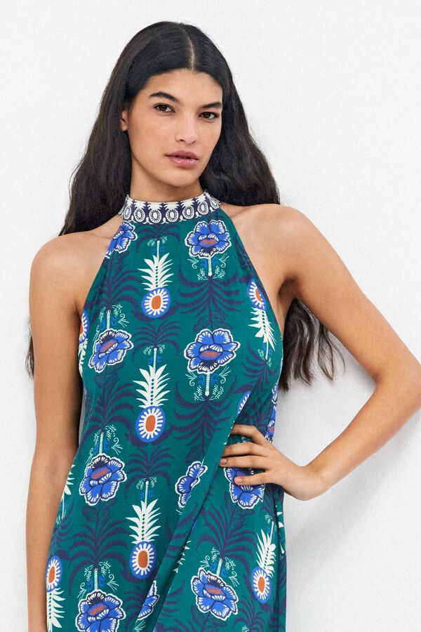 Gisela Anan&aacute;szmint&aacute;s nyakp&aacute;ntos ruha feh&eacute;r