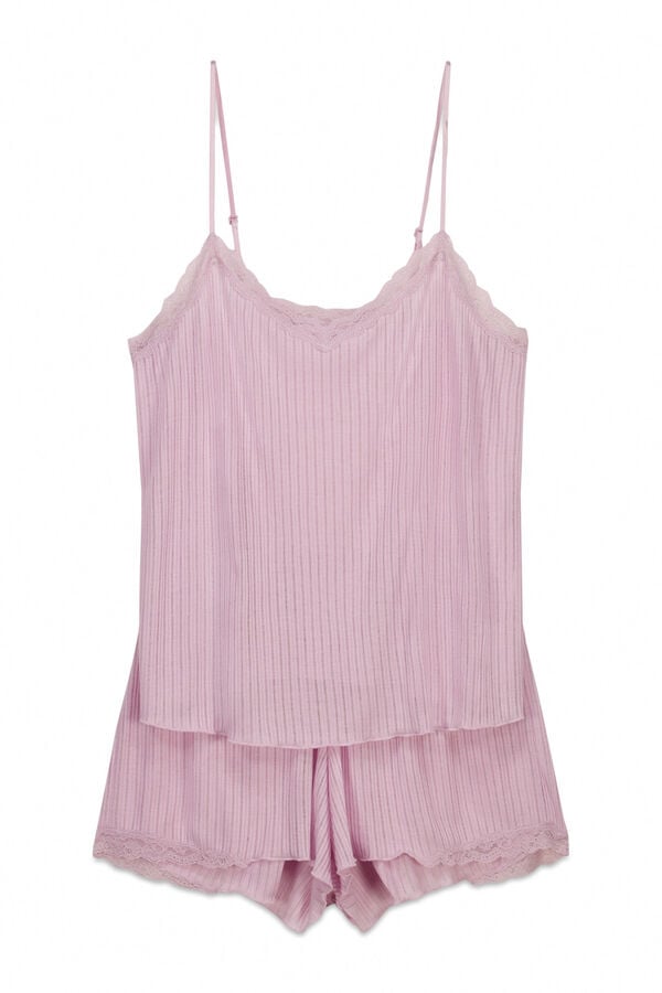 Women'secret Roze mekana na dodir rebrasta kratka pidžama Roze