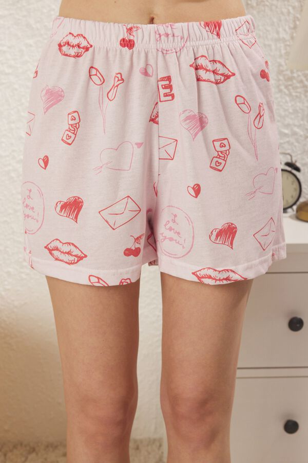 Trendyol Conjunto de pijama curto amor estampado